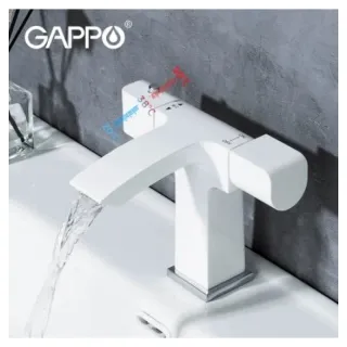 Смеситель для раковины Gappo G1007-50 термостатический белый/хром